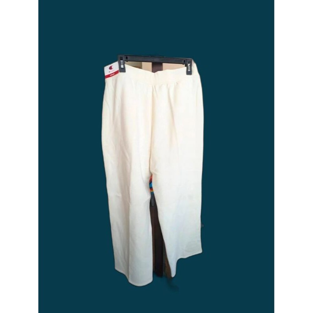 Champion Women's High-Rise Fleece Wide Leg Sweatpants L Unbleached Cotton NWT